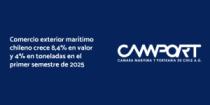 Comercio exterior marítimo chileno crece 8,4% en valor y 4% en toneladas en el primer semestre de 2025