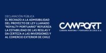 DECLARACIÓN PÚBLICA: EL RECHAZO A LA ADMISIBILIDAD DEL PROYECTO DE LEY LLAMADO “ROYALTY PORTUARIO” REFUERZA LA ESTABILIDAD DE LAS REGLAS Y DA CERTEZA A LAS INVERSIONES Y AL COMERCIO EXTERIOR DE CHILE